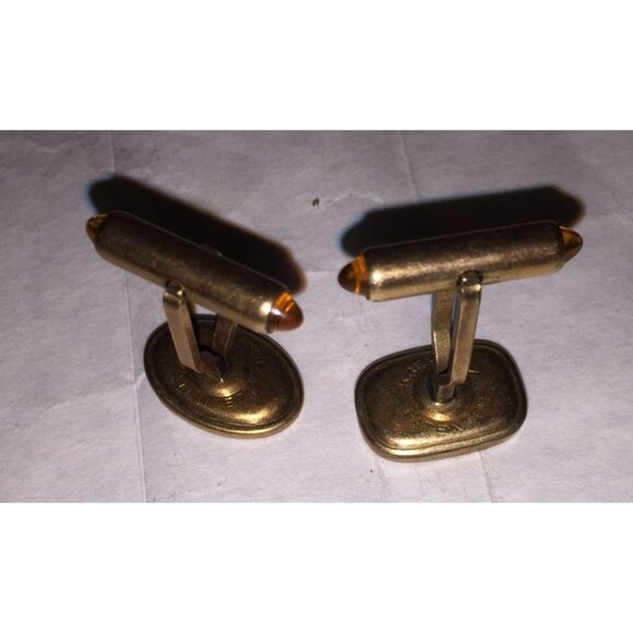 Vintage Men's Gold Tone/Bronze Oval Shaped Cuff Links - Picture 4 of 7